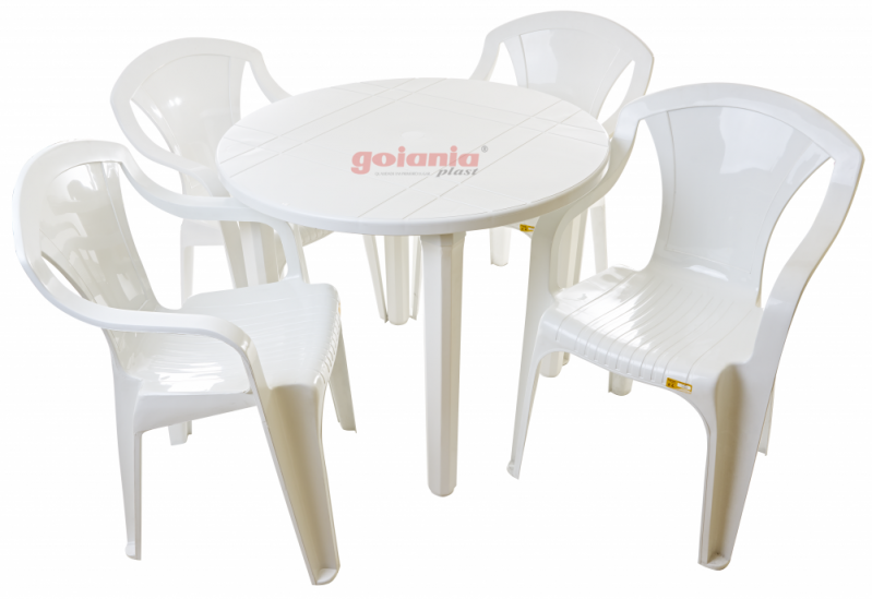 Conjunto de Mesas e Cadeiras de Plástico para Bar