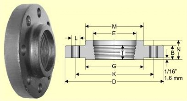 Flange Roscado em Aço Carbono