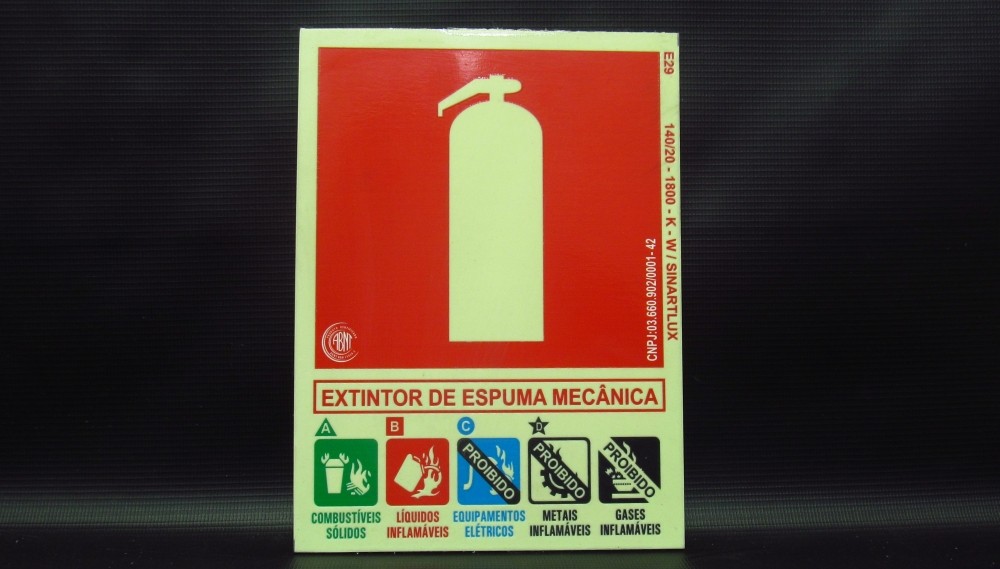 Placa de Extintor de Incêndio