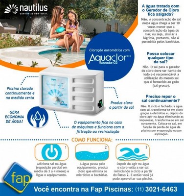 Tratamento de água de Piscina Gerador de Cloro