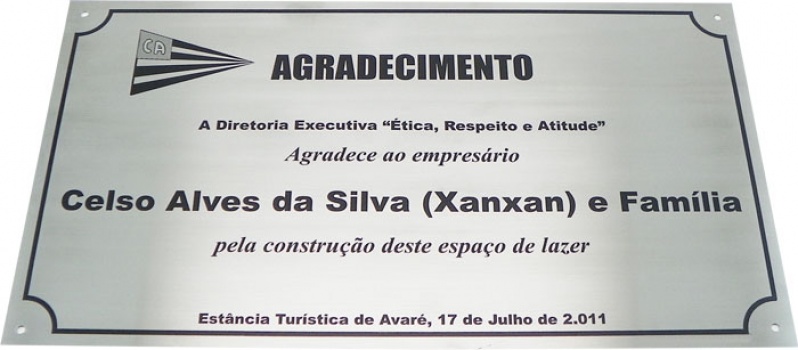 Placa de Inauguração em Aço Escovado