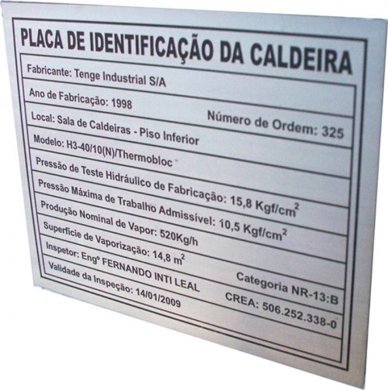 Placas de Identificação em Alumínio